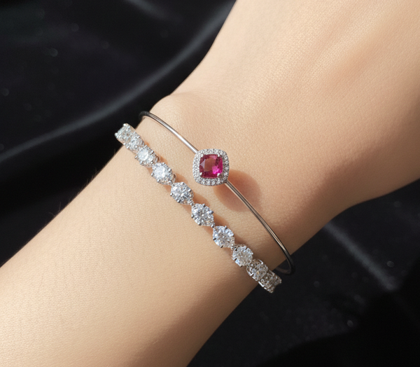 Silver red bracelet