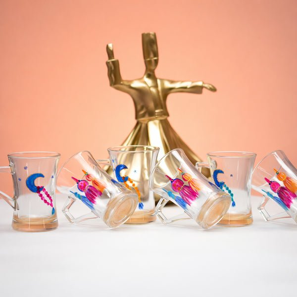 Crescent & whistle figures (set of six tea cups)