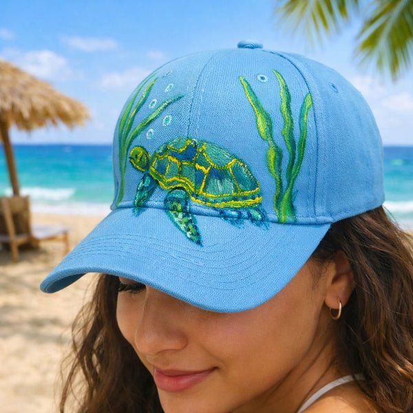 Turtle Vibes Hat (Hand painted)